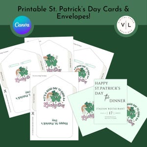 Bearbeitbare St. Patrick's Day Karte & Umschlag | Glückstag Printable | Sofortiger Download Basteln | St. Patrick's Geschenk für Freunde oder Familie