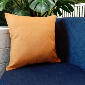 Orange Yellow Waterproof Pillow Cover 16x16 / Textured Solid Throw Cushion Case / Outdoor Decorative Minimalist Boho Couch Accent