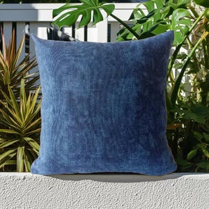 Navy Blue Waterproof Pillow Cover 16x16 / Solid Dark Blue Outdoor Cushion Case / Minimalist Modern Patio Decor / Durable Monochrome Case