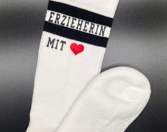 Tennissocken für ErzieherInnen/ LehrerInnen, Motivsocken Abschiedsgeschenk für Kita, Kindergarten, Schule