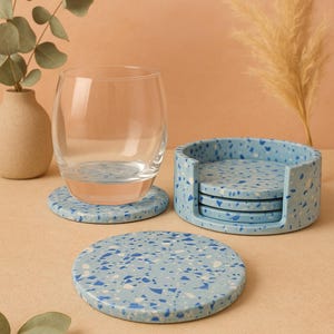 Ronde onderzetters in terrazzo