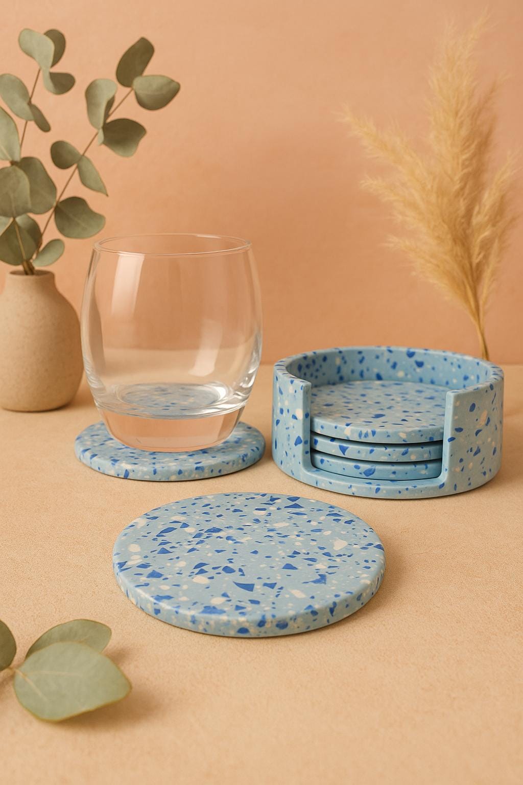 Set di sottobicchieri in ceramica con motivo a piastrelle spagnole / Decorazione mediterranea / Regalo per l'inaugurazione della casa
