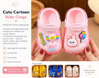 Tamancos infantis com desenhos animados | Sapatos de praia leves e antiderrapantes, ideais para brincar no jardim