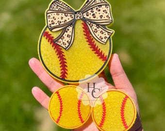 Softball with Bow Freshie | Air Freshener | Vehicle Accessory | Car Scent