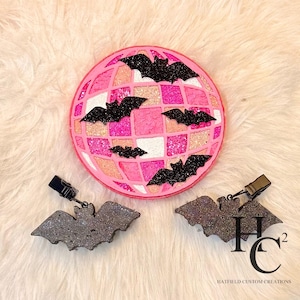 Disco Ball Bat Car Freshie: Glitter Halloween Spooky Charm