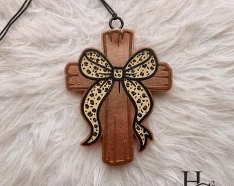 Cross with Bow Freshie | Air Freshener | Vehicle Accessory | Car Scent