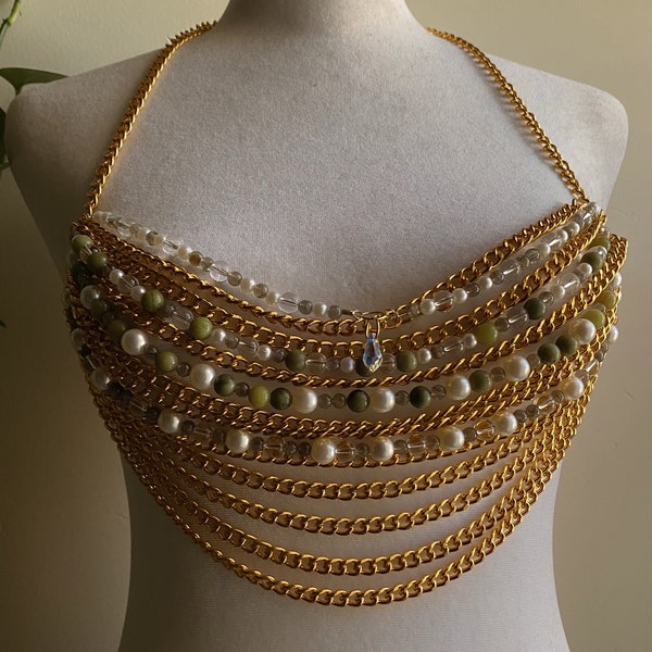 Mila 2 Halter Top | Beaded Top | Festival Fashion | Body Jewelry | Jade | Labradorite | Pearl