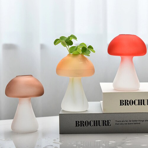 Mushroom Shaped Glass Vase Mushroom Flower Planter Home Etsy UK
