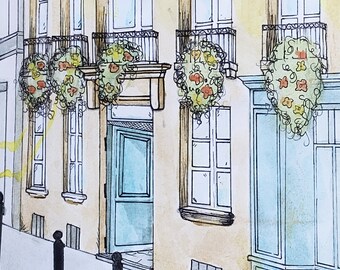 Original, Custom Pen and Ink/Watercolor Painting/Drawing of your Home, perfect for housewarming, moving, anniversary, or house-buying gifts