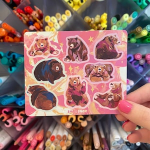Chonky Bears Aufkleber Bogen | 8 x 10 cm süßer Vinyl-Aufkleber