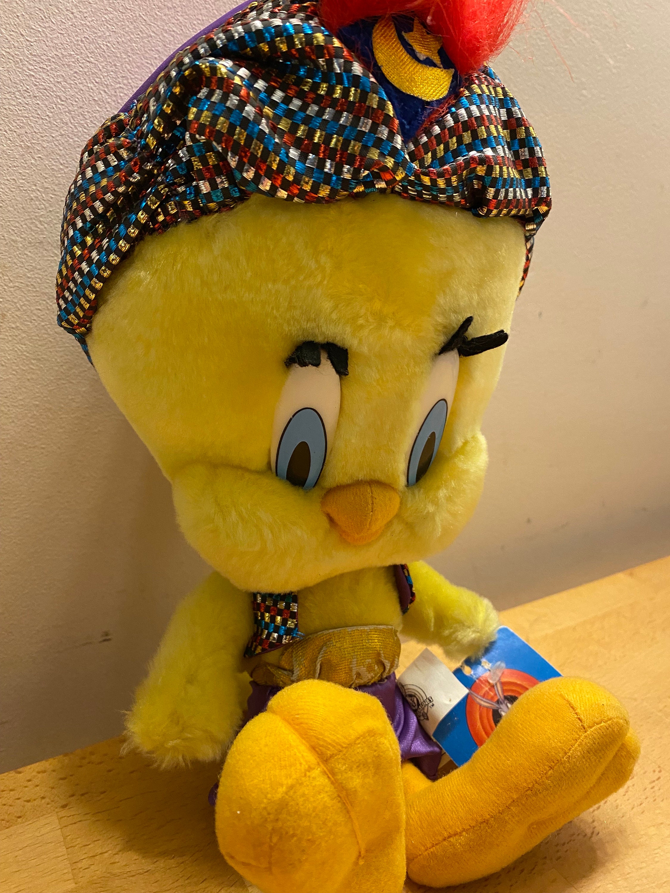 1998 Tweety Bird Dressed as Aladdin Soft Yellow Plush Toy With