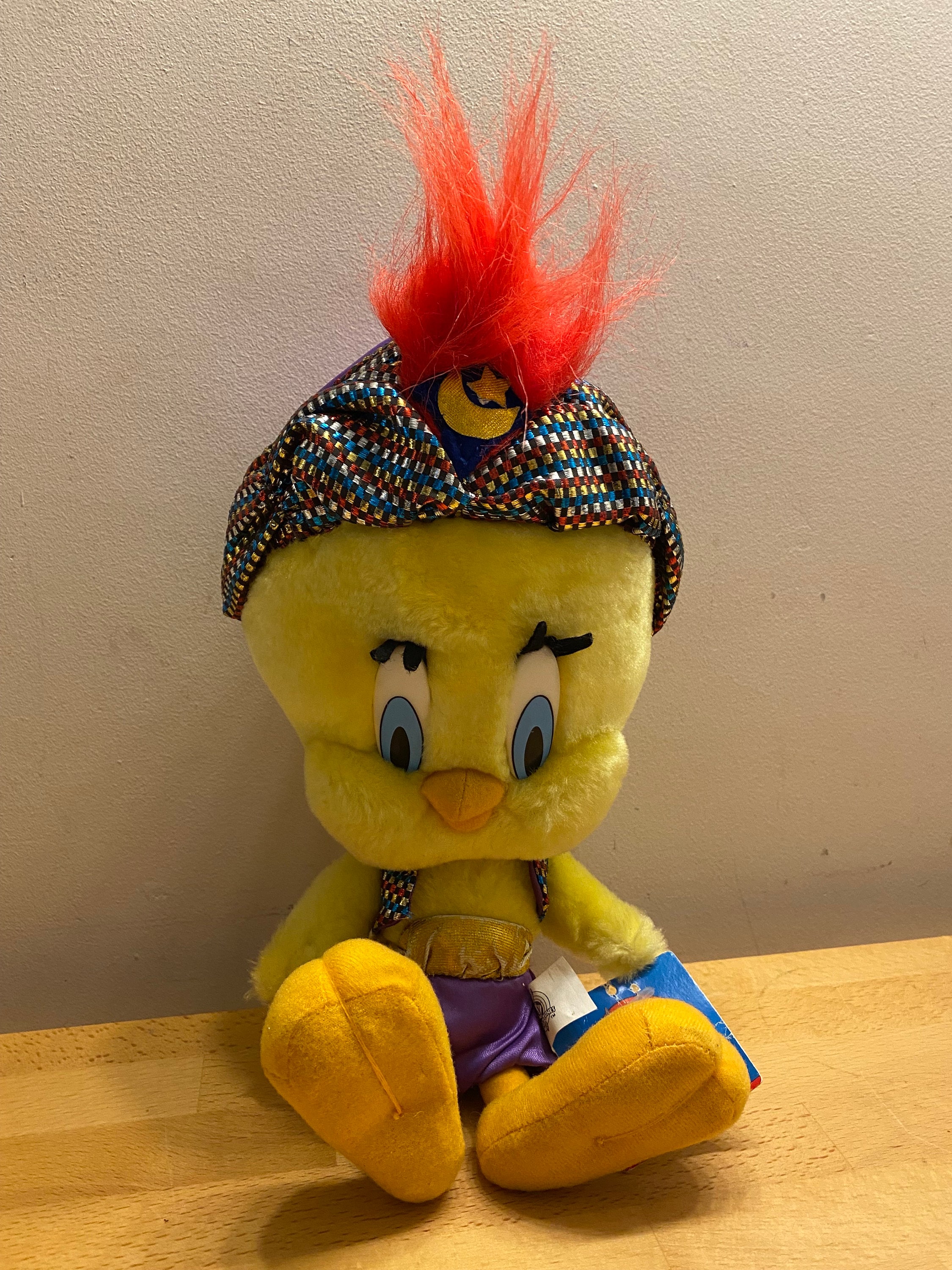 1998 Tweety Bird Dressed as Aladdin Soft Yellow Plush Toy With