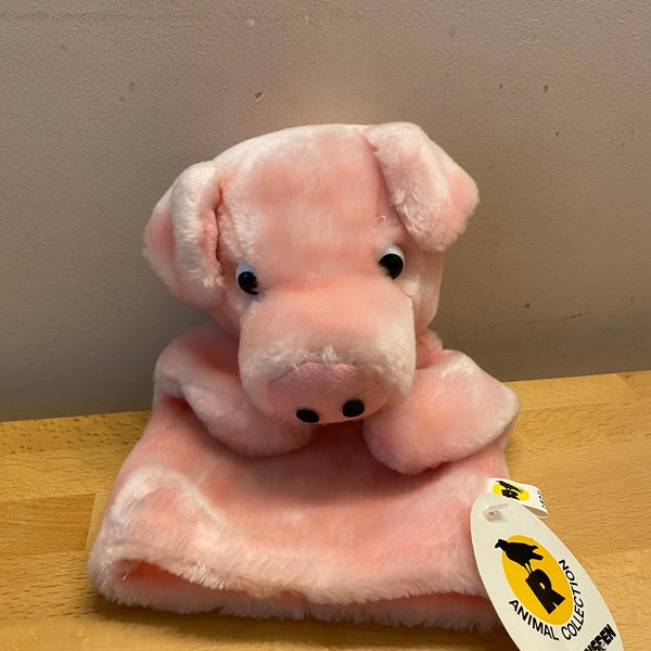 Vintage 1990s Ravensden Pig Hand Puppet Soft Toy. Soft plush, very cute with label & Swing Tag. Great gift / present for Pig lover