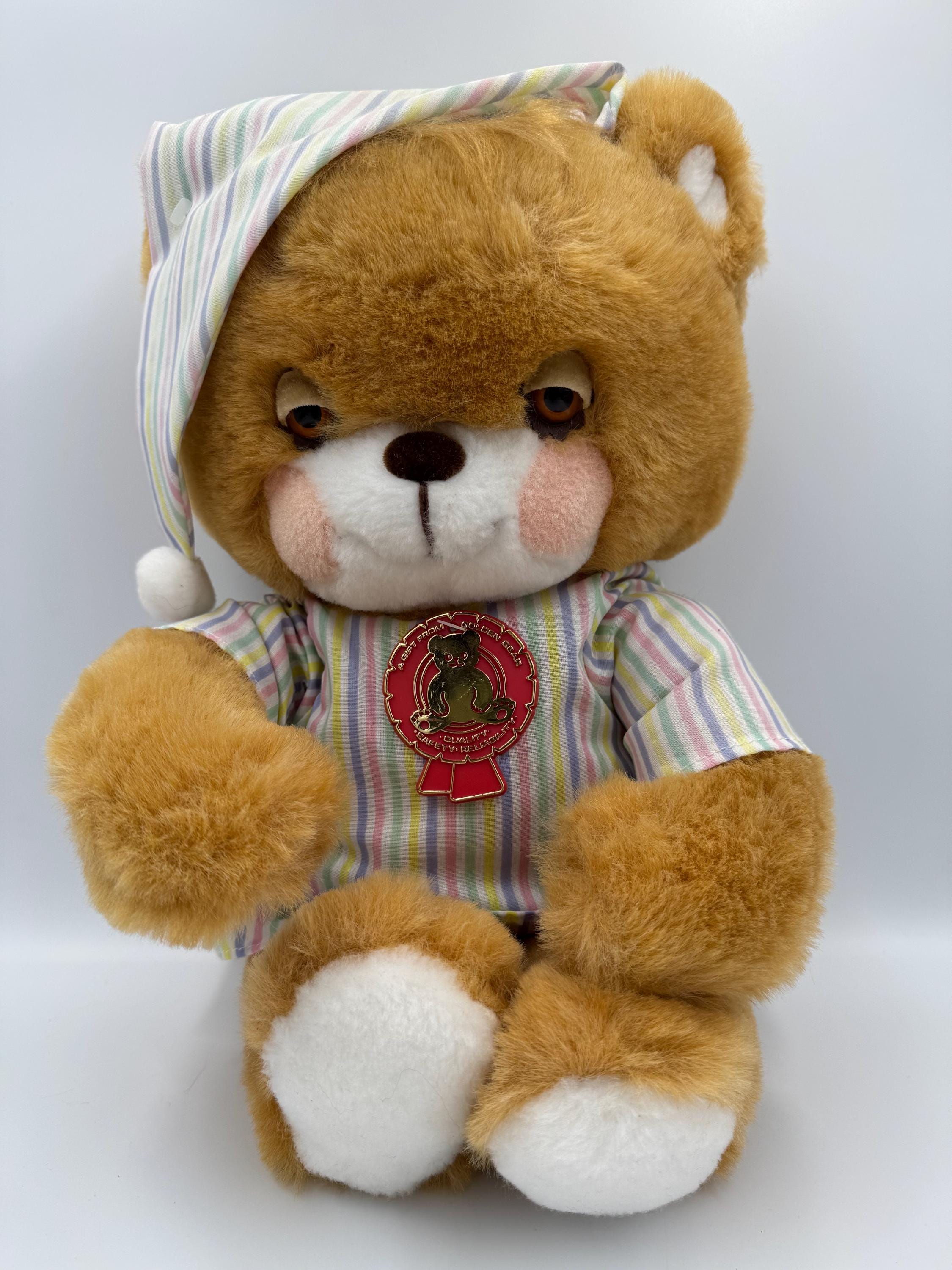 1980s Teddy Beddy Bear in Night Gown, Golden Bear, Morgan Inc