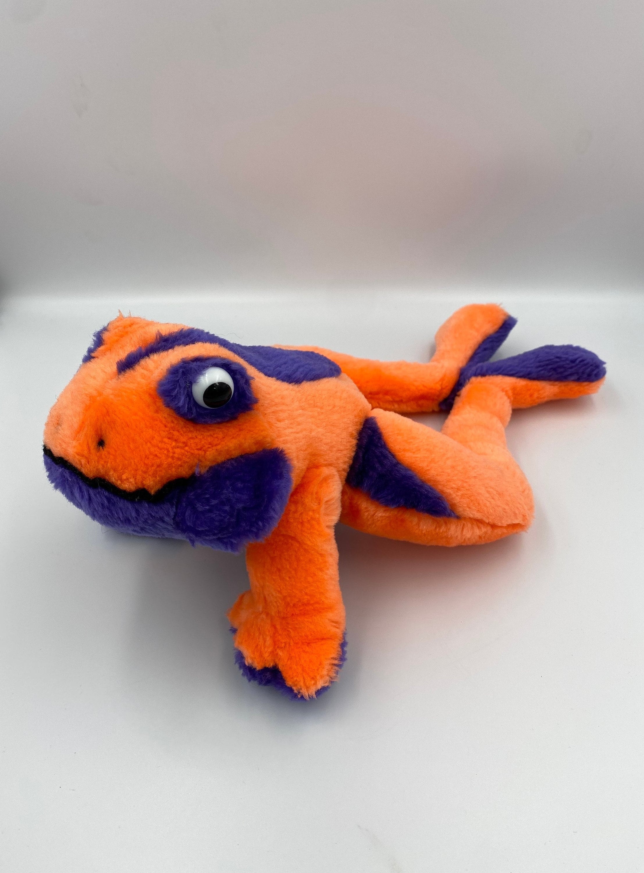 1980s Bright Orange Purple Frog Soft Toy in Excellent Condition