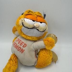 Garfield Swivel Head Cat ‘Hang On’ Vintage Retro Soft Toy, Dakin, 1980s TV Show 1978-1981, United Feature Syndicate, Suction Pads, for TLC