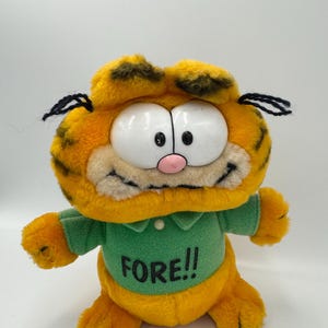 Garfield ‘Fore’ Golfer Cat Vintage Retro Soft Plush Toy, 1978-81 Dakin, United Feature Syndicate