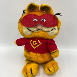 Garfield 'Super Hero' Cat Vintage Retro zacht knuffeltje gemaakt door Dakin uit de tv-show van de jaren 80 1978-1981, United Feature Syndicate
