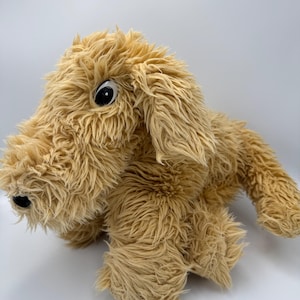 Jaren 80 Shaggy Furry Dog Soft Toy, ongebruikelijke retro, cartoonogen, groter formaat