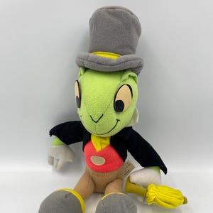 1980s Jiminy Cricket from Pinocchio Soft Plush Toy, Disney, made in Korea