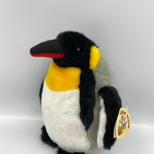 Peluche retrò pinguino anni '90 di Ark Toys, in condizioni eccellenti con etichetta originale in carta