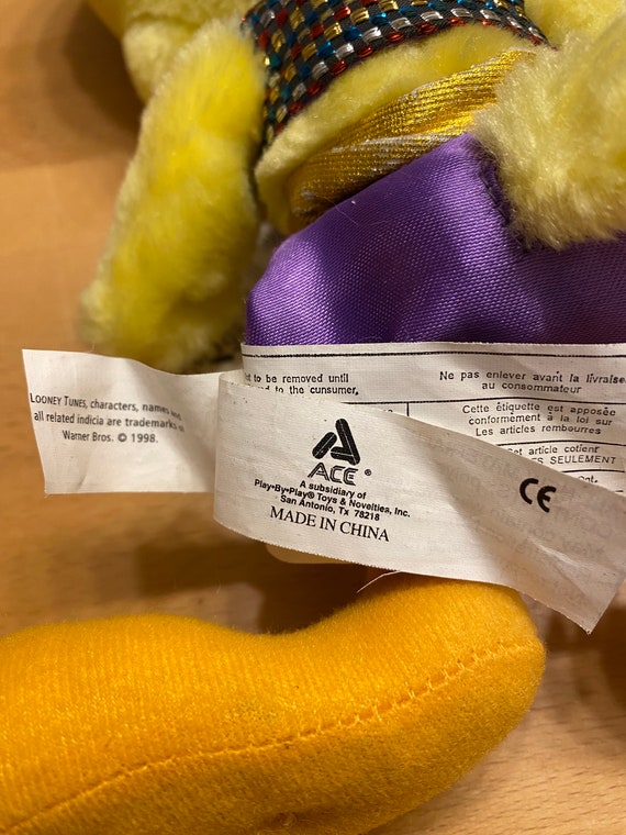1998 Tweety Bird Dressed as Aladdin Soft Yellow Plush Toy With