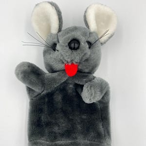 Vintage 1980s Plushpups Mouse Hand Puppet Soft Toy. Soft plush, very cute with felt tongue. Great gift / present