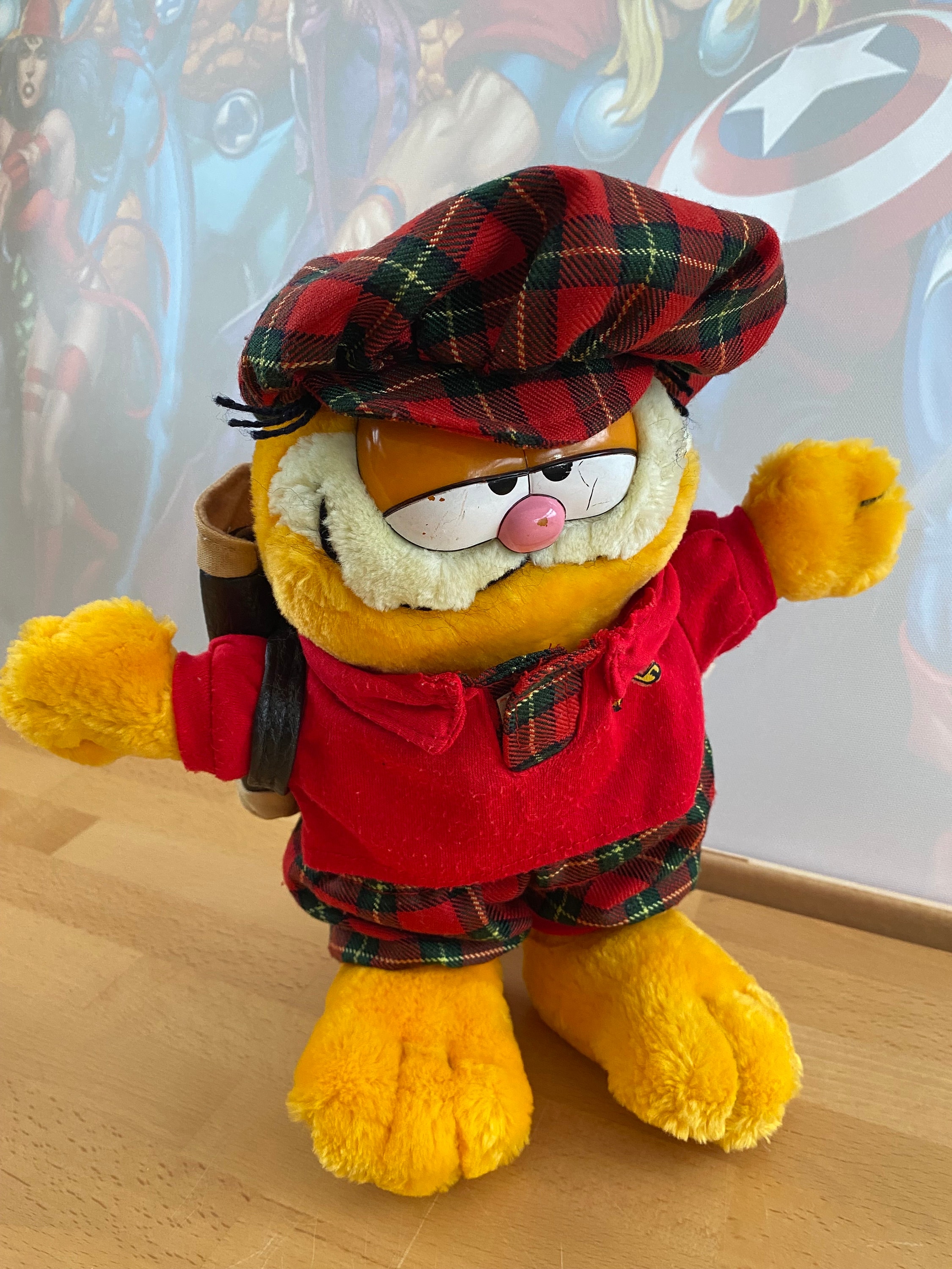 Peluche rétro vintage Garfield Golfer Cat de 1978 fabriquée par