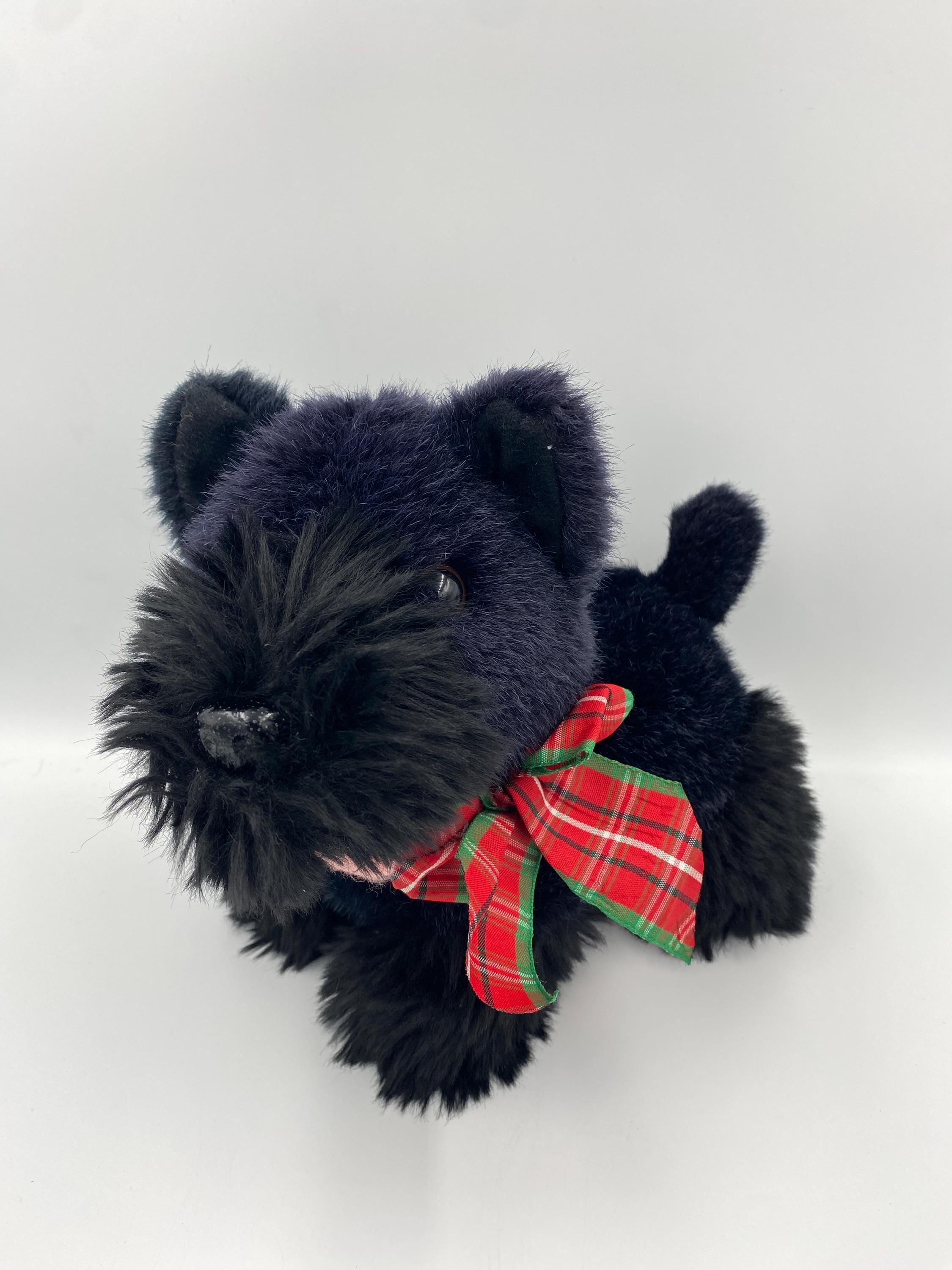 1980s Super Sweet Black Furry Scottie Dog Soft Toy, excellent condition / gift idea