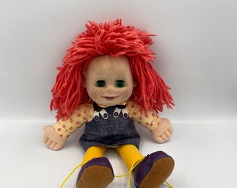 Vintage 1993 Tilly Doll from Tots TV, Ragdoll productions by Golden Bear. Awesome doll, green eyes, label, UK tv series