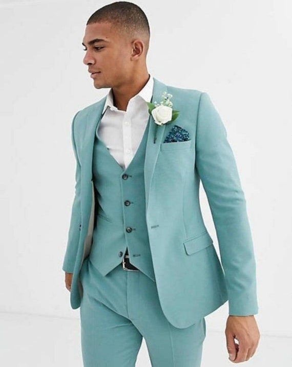 Men Suits Mint Green 3 Piece Slim Fit Formal Fashion Suits Men Etsy