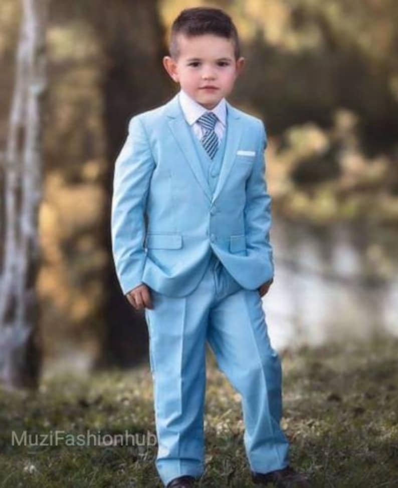 KIDS & BOYS 3 Piece Slim Fit Sky Blue Suit Wedding Wear Groom Etsy