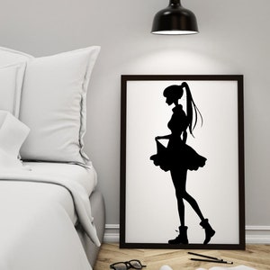 Meisje met lang haar svg, goth meisje svg tiener svg, tienermeisje svg, meisje in laarzen svg, goth svg, paardenstaart SVG PNG DXF