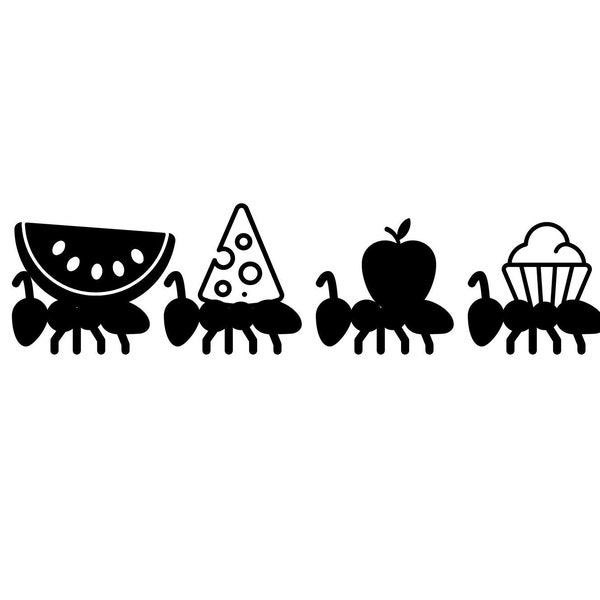 Ants svg, picnic svg, picnic ants svg, watermelon svg, apple svg, cupcake svg, cheese svg, ants clipart, picnic clipart SVG PNG