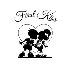 Premier baiser svg, svg premier amour, petit garçon svg, petite fille svg, svg coeur, amour svg, svg de la Saint-Valentin, Saint-Valentin SVG PNG DXF