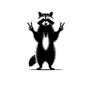 Mapache svg, signo de la paz svg, signo de la paz de mapache svg, mapache divertido svg, mapache lindo, clipart de mapache, vector de mapache SVG DXF PNG