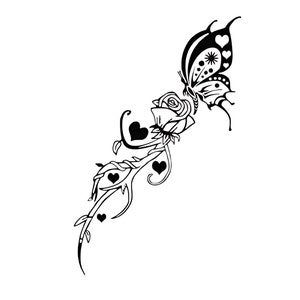 Svg papillon, rose svg, papillon sur rose svg, svg papillon floral, clipart rose, clipart papillon, cricut papillon, rose PNG SVG DXF