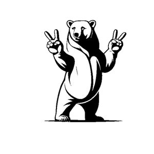Orso polare svg, orso polare clipart, orso svg, segno di pace svg, pace svg, orso segno di pace svg, orso polare clipart, orso cool SVG DXF PNG