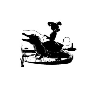 Kvinna som rider på alligator SVG: Rolig krokodil Clipart (digital nedladdning) bild 2