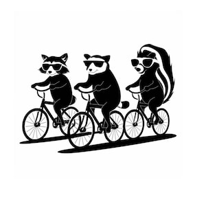 Gato picante svg, mapache svg, zarigüeya svg, zorrillo svg, animales svg, bicicletas svg, lindo mapache svg, lindo zorrillo svg, lindo zarigüeya SVG y PNG