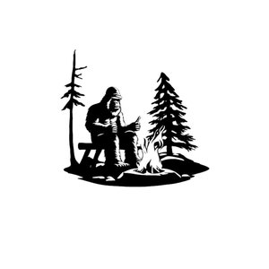 Bigfoot svg, sasquatch svg, camping svg, bigfoot camping svg, fogata svg, divertido bigfoot svg, divertido sasquatch SVG PNG DXF