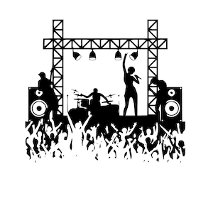 Concierto svg, clipart de concierto, concierto de música svg, música svg, banda svg, clipart de banda, concierto de rock svg, clipart de banda SVG DXF PNG