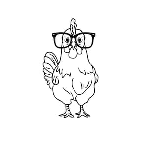 Poulet svg, svg poulet avec des lunettes, poulet mignon svg, svg poule, poule avec des lunettes svg, svg poule mignonne, poulet drôle SVG PNG DXF