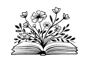 Wildflower Book SVG: Floral Art, Cricut, PNG DXF (Digital Download)
