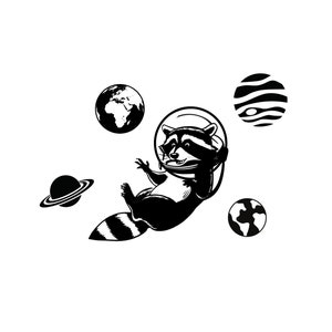 Wasbeer SVG, wasbeer in de ruimte SVG, wasbeer met planeten SVG, planeten SVG, ruimte wasbeer SVG, schattige wasbeer SVG, wasbeer en planeten SVG-PNG