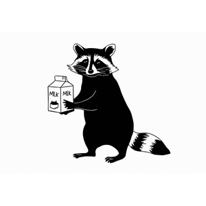 Raccoon svg, cute raccoon svg, raccoon with milk svg, came home with the milk svg, funny raccoon svg,t-shirt SVG DXF PNG