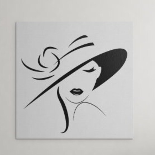 Beauty svg, woman svg, fashion svg, woman in hat svg, woman svg, beautiful woman svg, fashion hat svg,  art decal SVG, DXF and EPS
