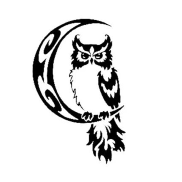 Owl svg, cute owl svg, moon svg, owl on the moon svg, boho owl, owl clipart, vector file in SVG, DXF and EPS formats for cutting machines.