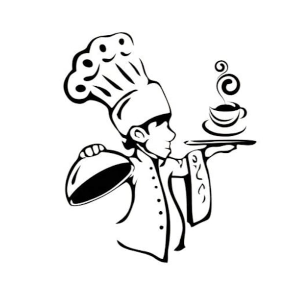 French chef svg, chef svg, cook svg, kitchen svg, cooking svg, chef vector file in SVG, DXF and EPS formats for cutting machines