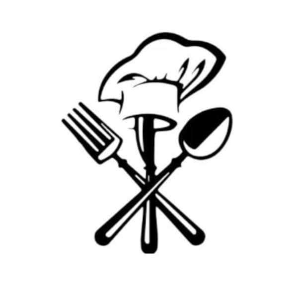 Chef svg, Chef hat svg, kitchen svg, fork svg, spoon svg, knife svg, kitchen wall svg, apron svg, utensils vector file in SVG, DXF and PNG